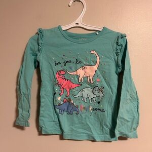 Carter's 4t Teal sparkly Dinosaur Long Sleeve Shirt